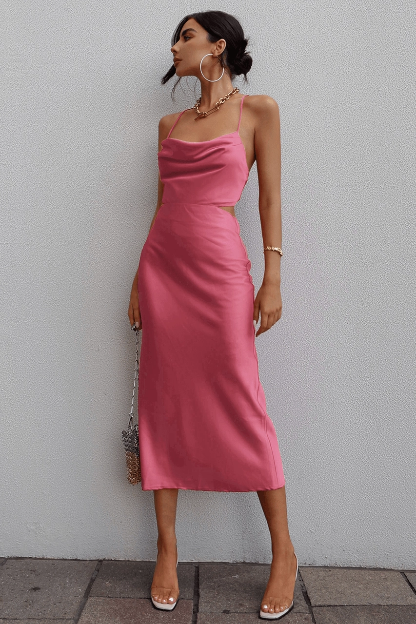 Chic Fit Wear Elegant Layers Charissa Slip Dress - Lipstick