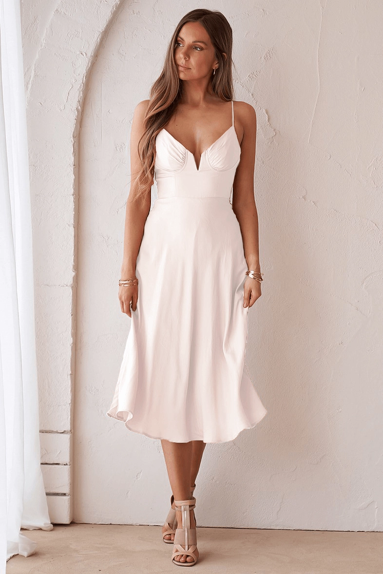 Subtle Drape Soft Outfit Micaela Dress - Ivory