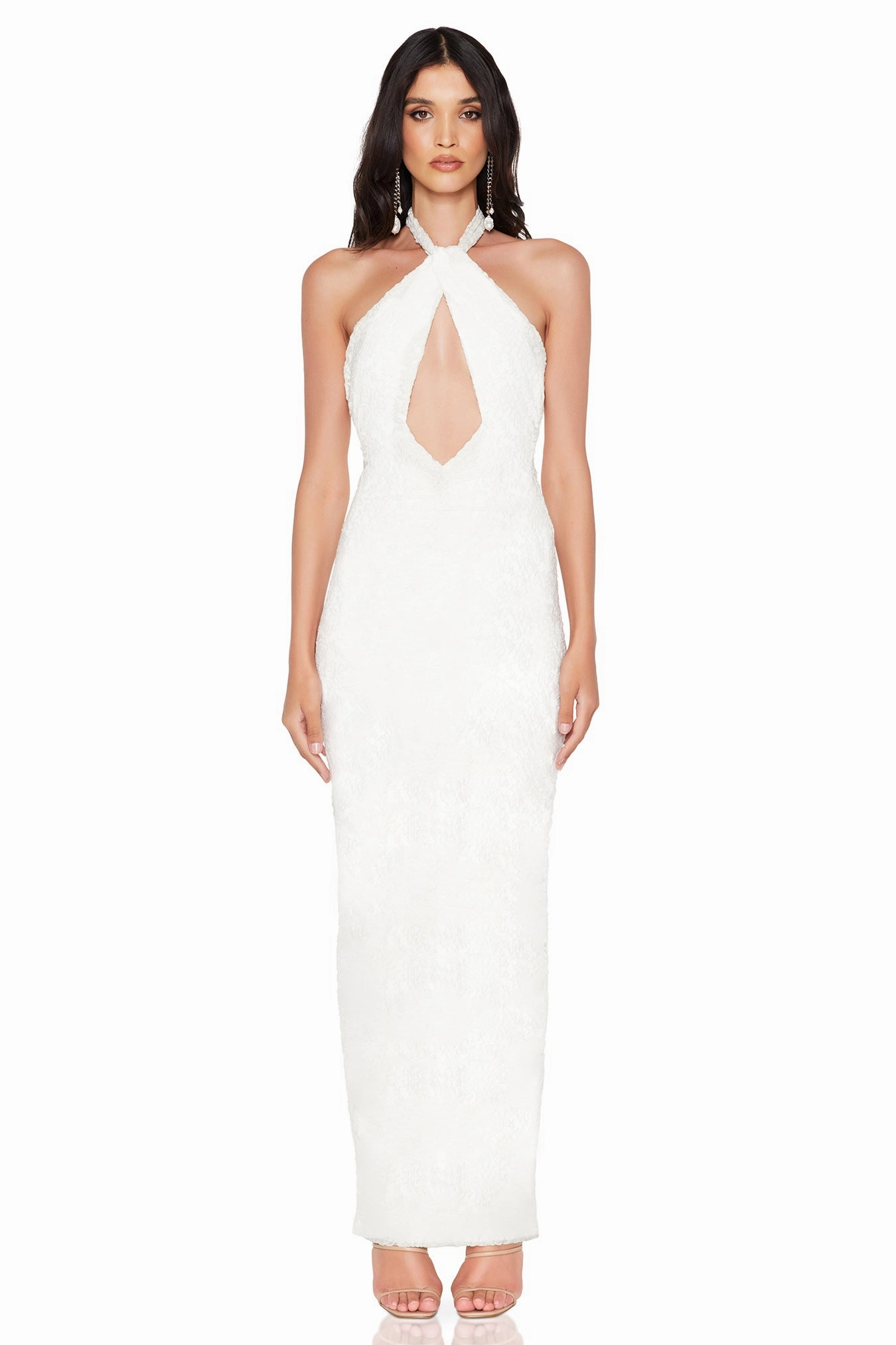 Nookie Roxana Halter Gown - Lined Ivory Sunset Look