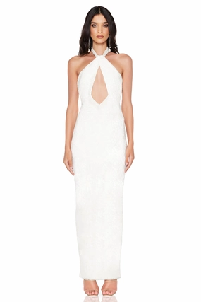 Soft Feel Nookie Roxana Halter Gown - Lined Ivory