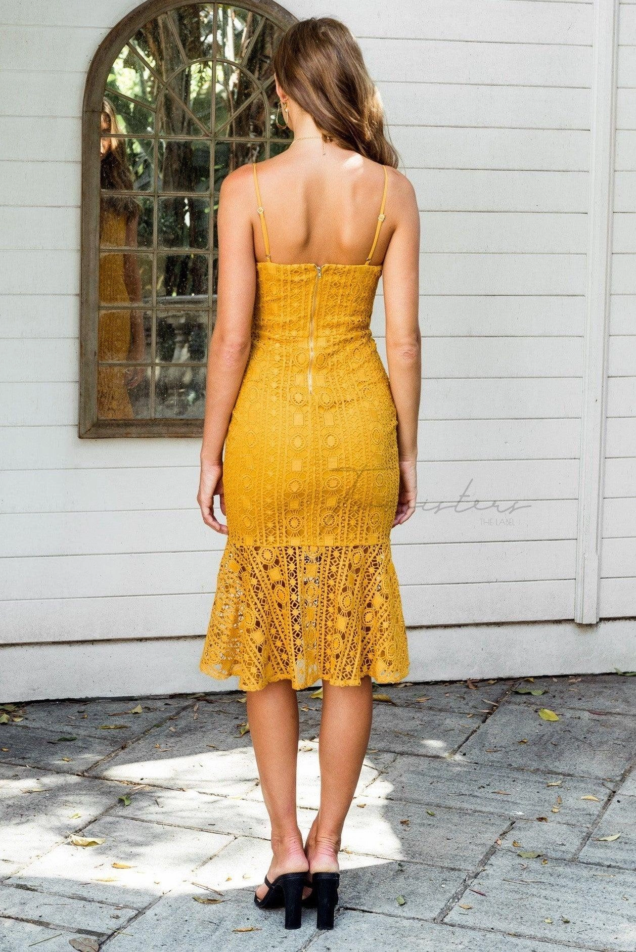 Bold Mood wrap waist Kelsey Dress - Mustard