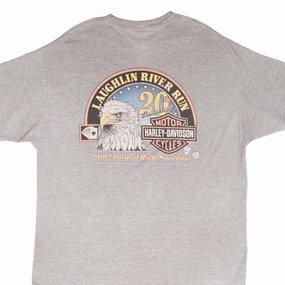 VINTAGE HARLEY DAVIDSON LAUGHLIN RIVER RUN 20TH ANNIVERSARY 2002 TEE SHIRT XL Reinforced Shoulder Seams