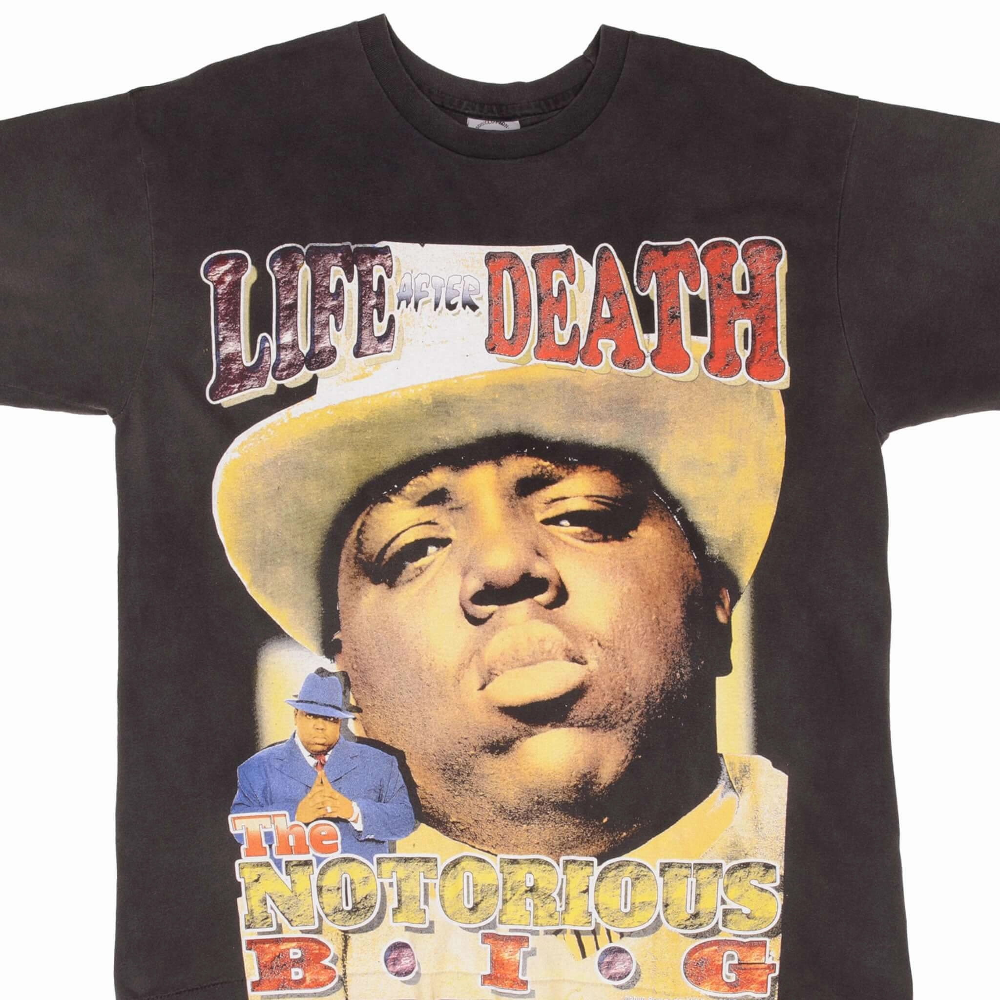 BOOTLEG RAP TEE SHIRT THE NOTORIOUS BIG LIFE AFTER DEATH SIZE XL SINGLE STITCH Collared Versatile Style Trend