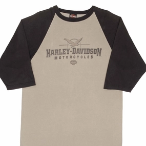 VINTAGE HARLEY DAVIDSON CONWAY NH RAGLAN TEE SHIRT 2005 SIZE LARGE MADE IN USA ReinforcedHems