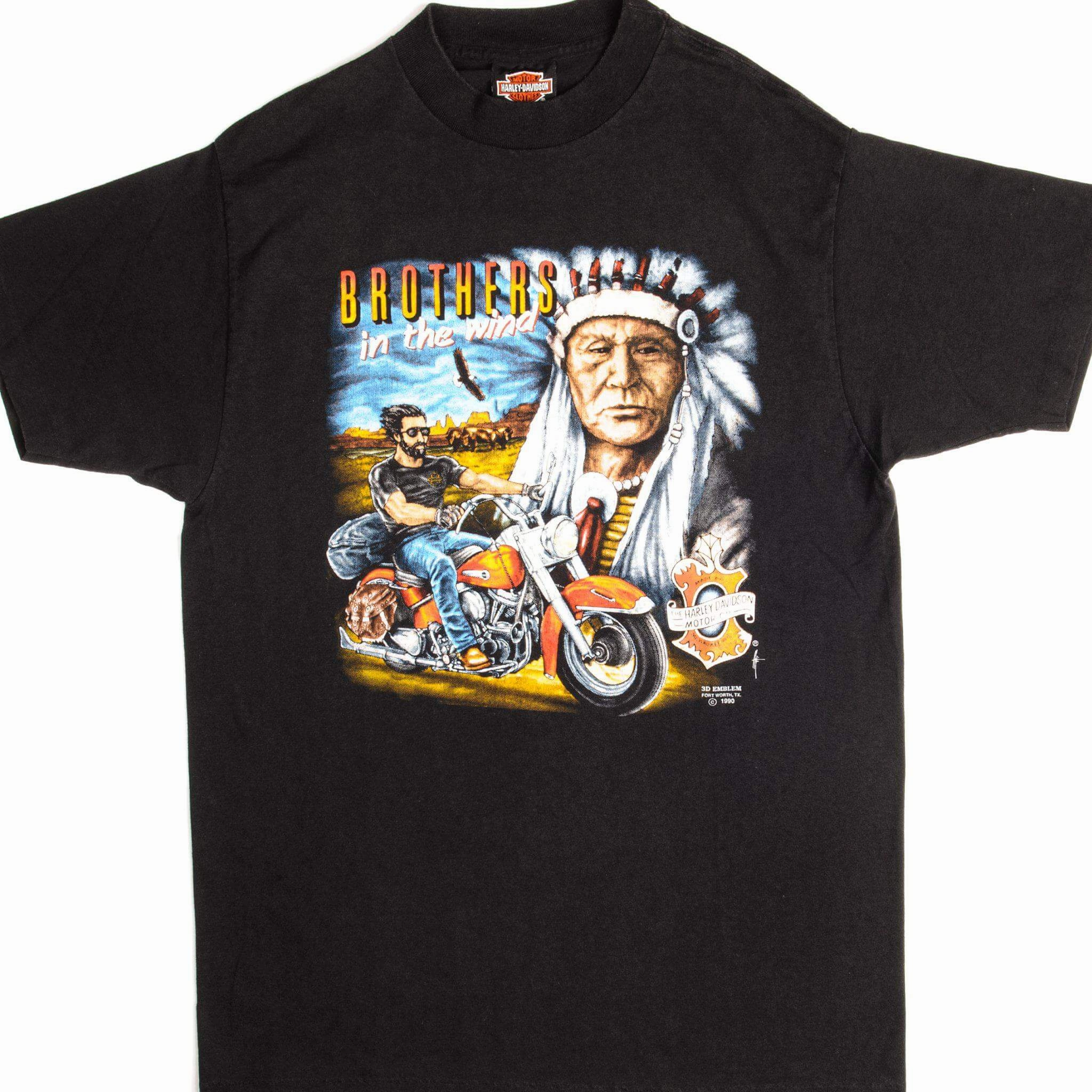 VINTAGE 3D EMBLEM HARLEY DAVIDSON TEE SHIRT 1990 SIZE MEDIUM MADE IN USA SlimFitDesign