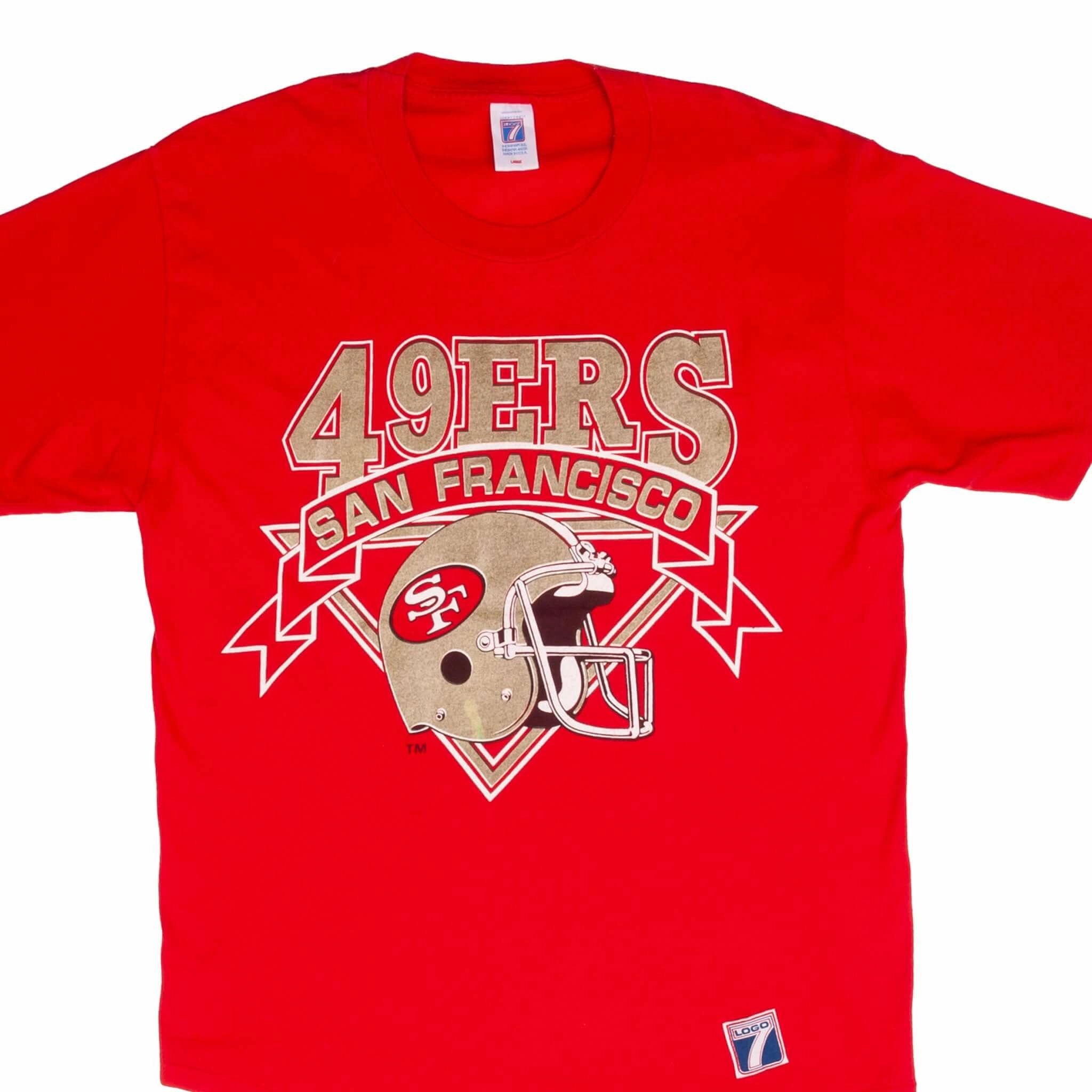 VINTAGE NFL SAN FRANCISCO 49ERS EARLY 1990S TEE SHIRT SIZE LARGE MADE IN USA Microfiber texture Comfy Fit Wear