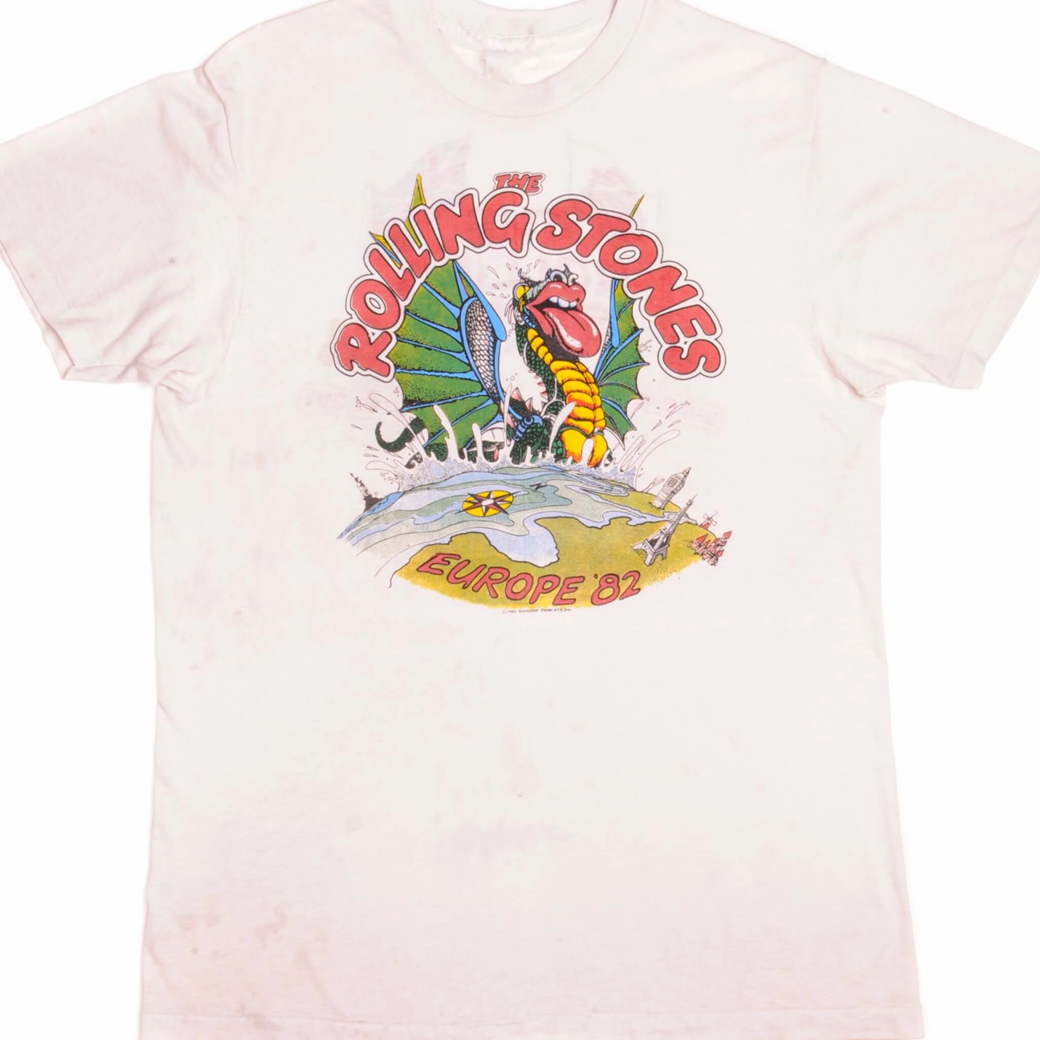 VINTAGE THE ROLLING STONES EUROPE 82 TEE SHIRT 1982 SIZE LARGE Sleek Comfort Fit