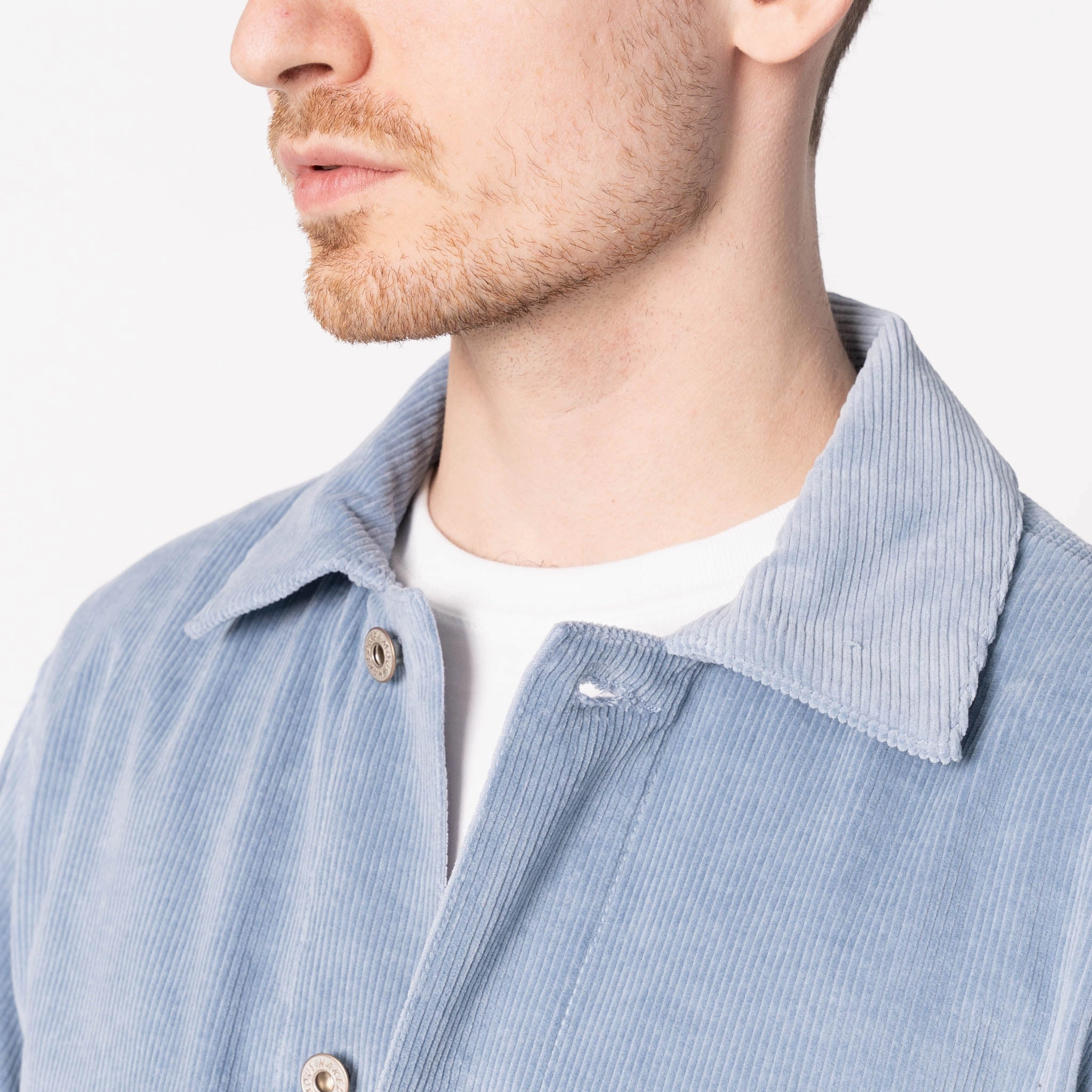 non adjustable Lightweight Fill Chore Coat - Faded Corduroy Organic - Pale Indigo