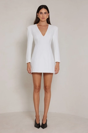 Textured Flow Amira Dress - White