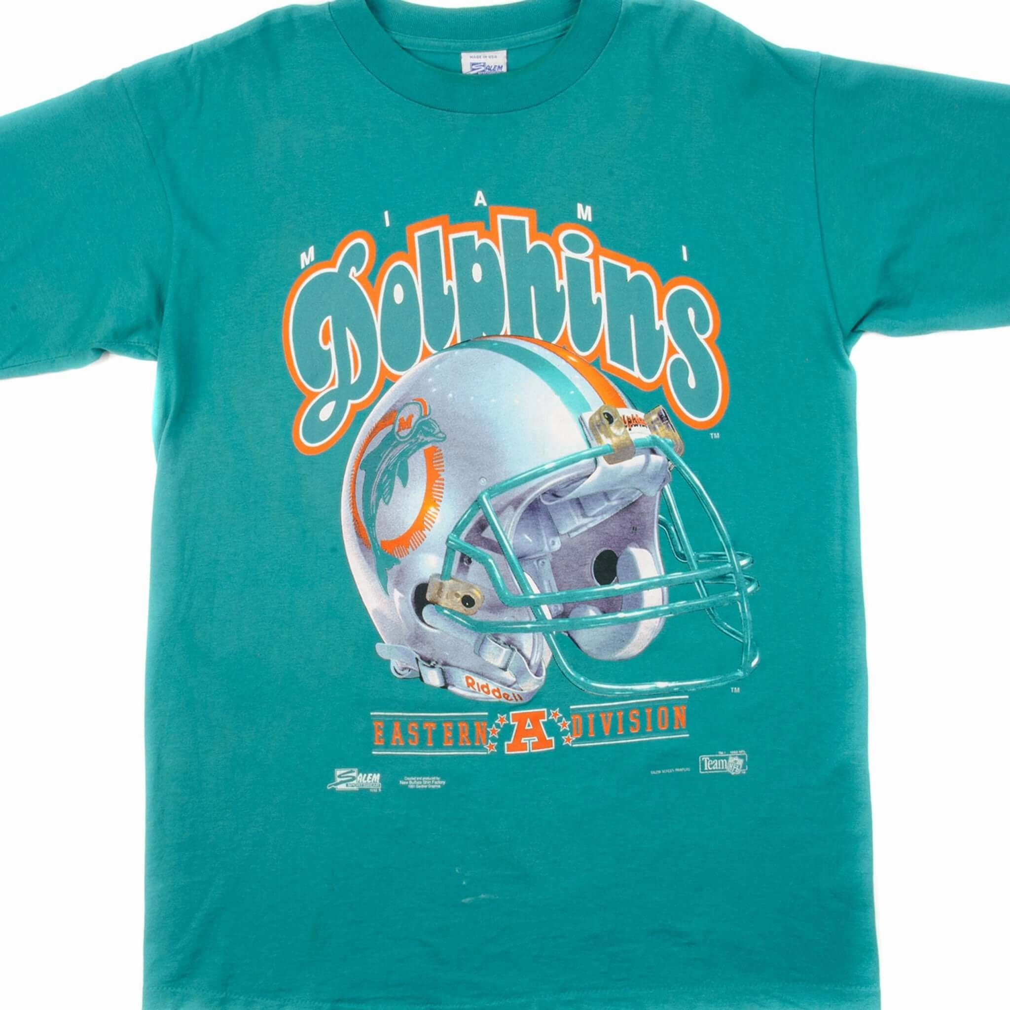 VINTAGE NFL MIAMI DOLPHINS TEE SHIRT 1992 SIZE LARGE MADE IN USA Chafe Free Armhole