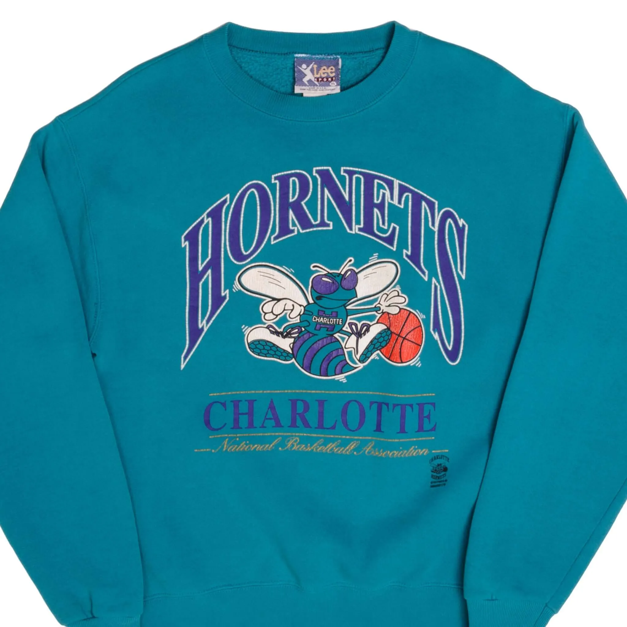 VINTAGE NBA CHARLOTTE HORNETS SWEATSHIRT 1990S LARGE MADE USA Backpacking Essential Timeless Style
