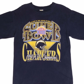 Slim Silhouette VINTAGE NFL SAN DIEGO CHARGERS AFC CHAMPIONS TEE SHIRT 1995 MEDIUM MADE IN USA