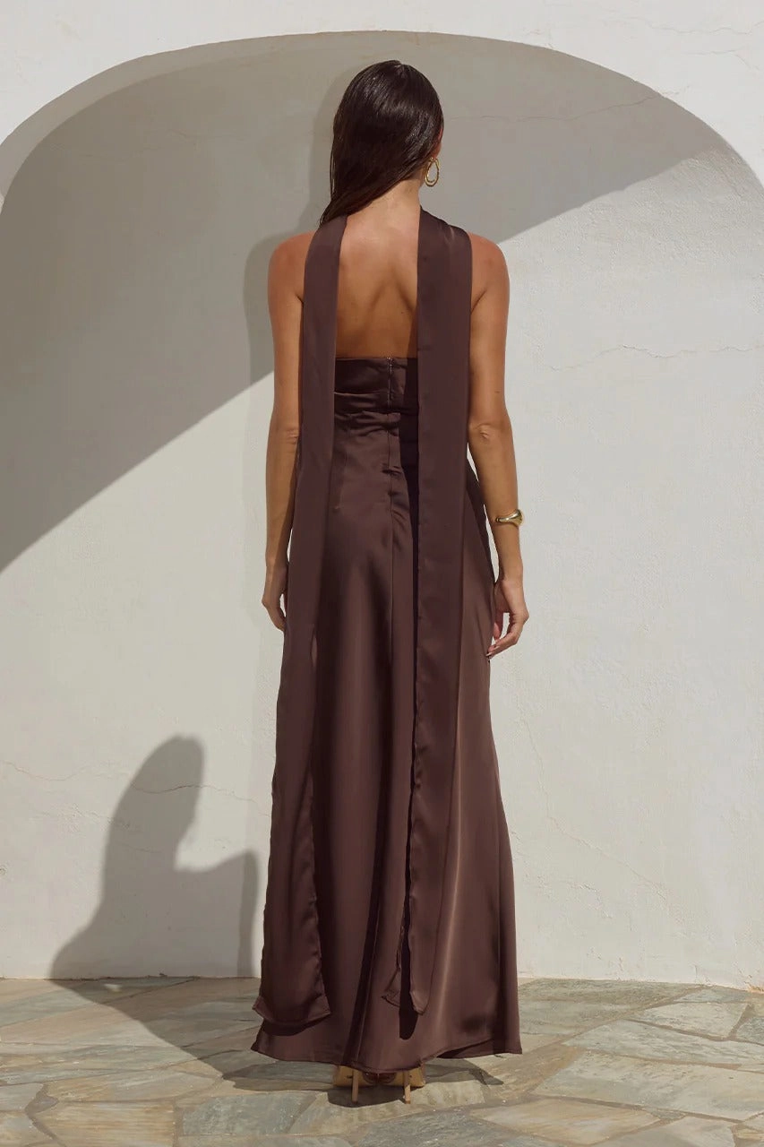 Day Glow Light Rhythm Madeleine Strapless Maxi Dress - Bitter Chocolate