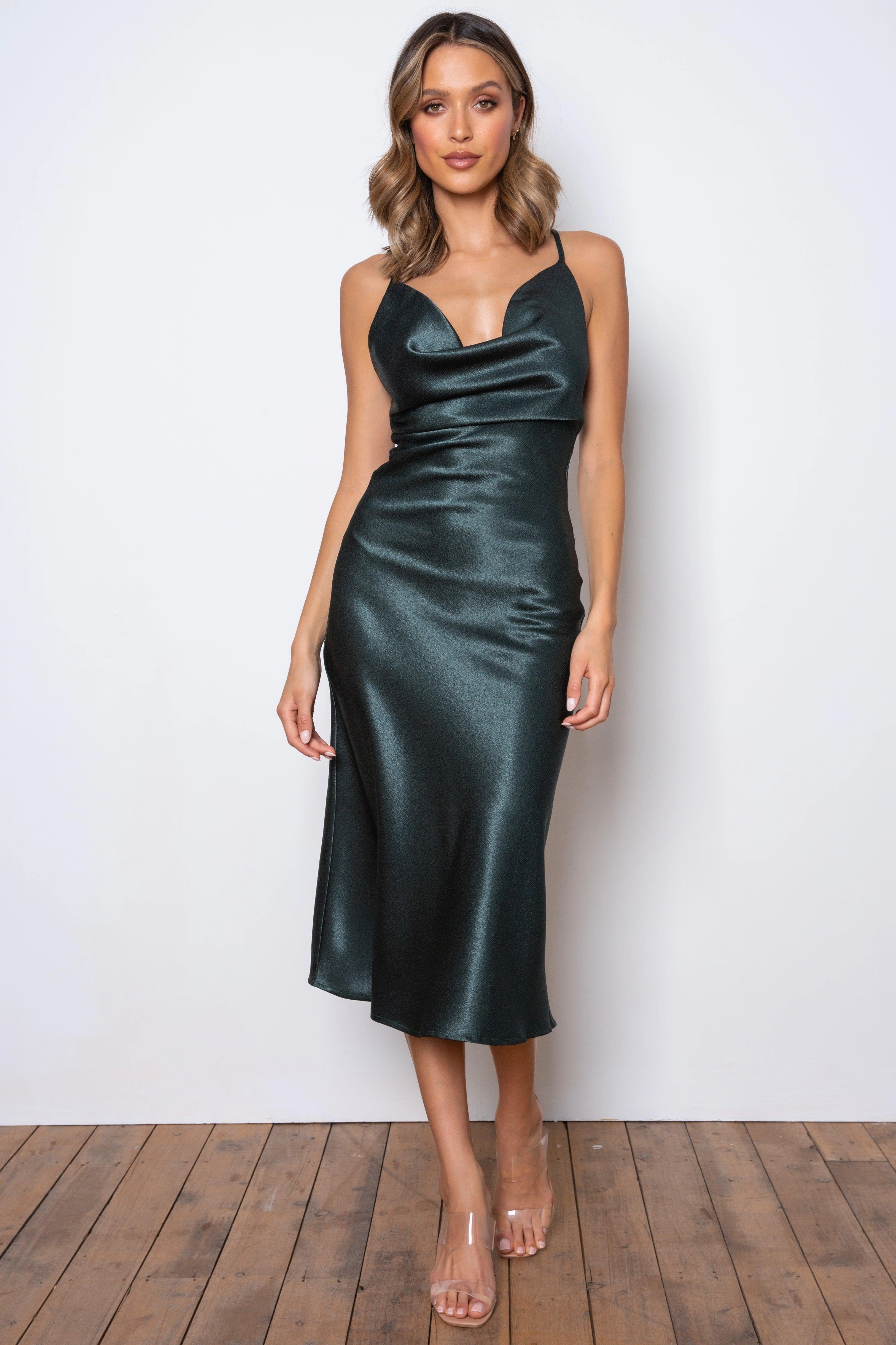 Apollo Dress - Emerald Green Playful Cut Snap-Closure