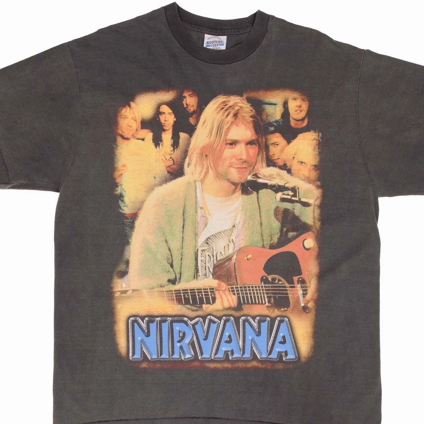 AntiBacterialTreatment BOOTLEG NIRVANA KURT COBAIN TEE SHIRT SIZE XL SINGLE STITCH