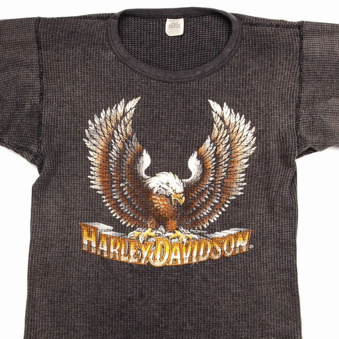 Breathable Fit Wear VINTAGE HARLEY DAVIDSON THERMAL LONG SLEEVE TEE SHIRT 1970S SMALL MADE IN USA