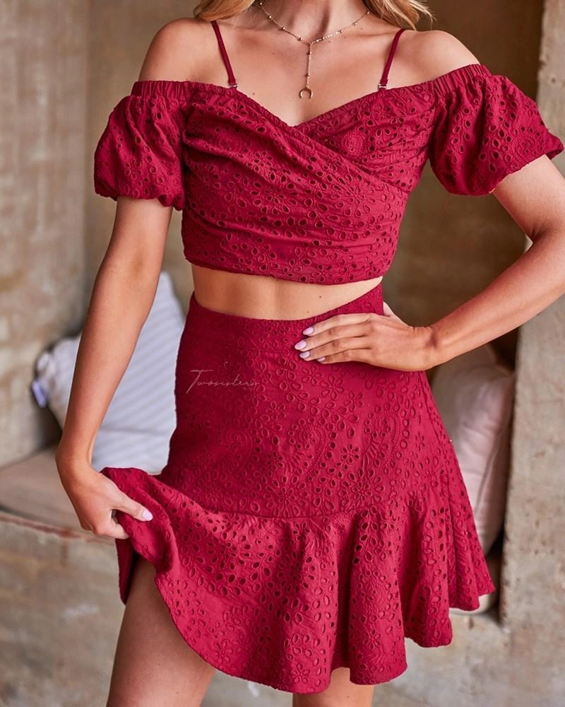 Monica Set - Red Airy Drape Lounge Style