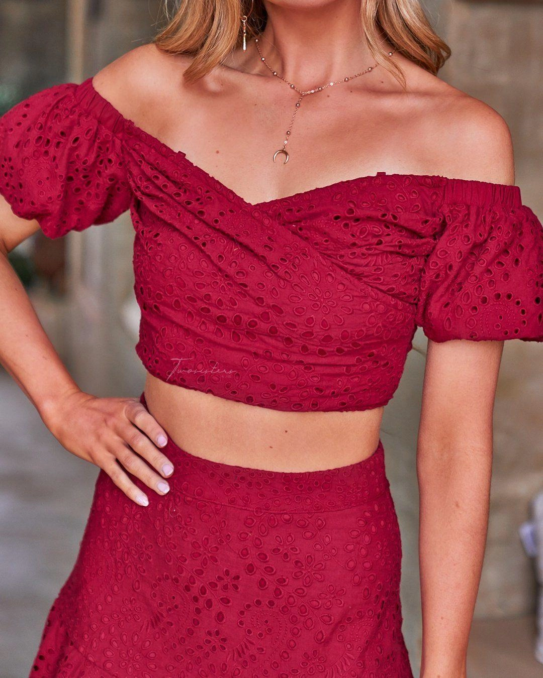 Monica Set - Red Lightweight Fabric Wool-Blend