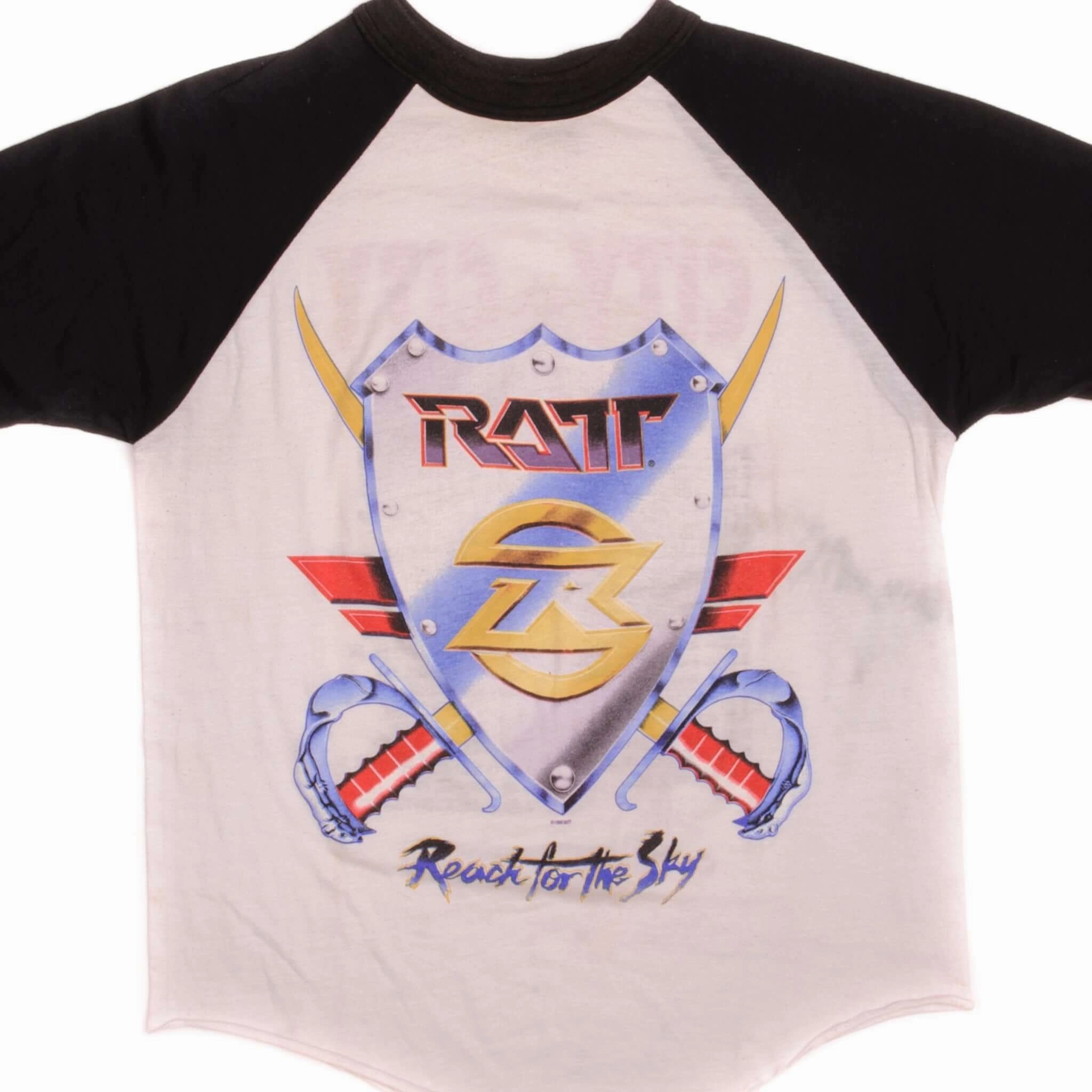 VINTAGE RATT REACH FOR THE SKY WORLD TOUR RAGLAN TEE SHIRT 1989 MEDIUM MADE USA Trendy Basics
