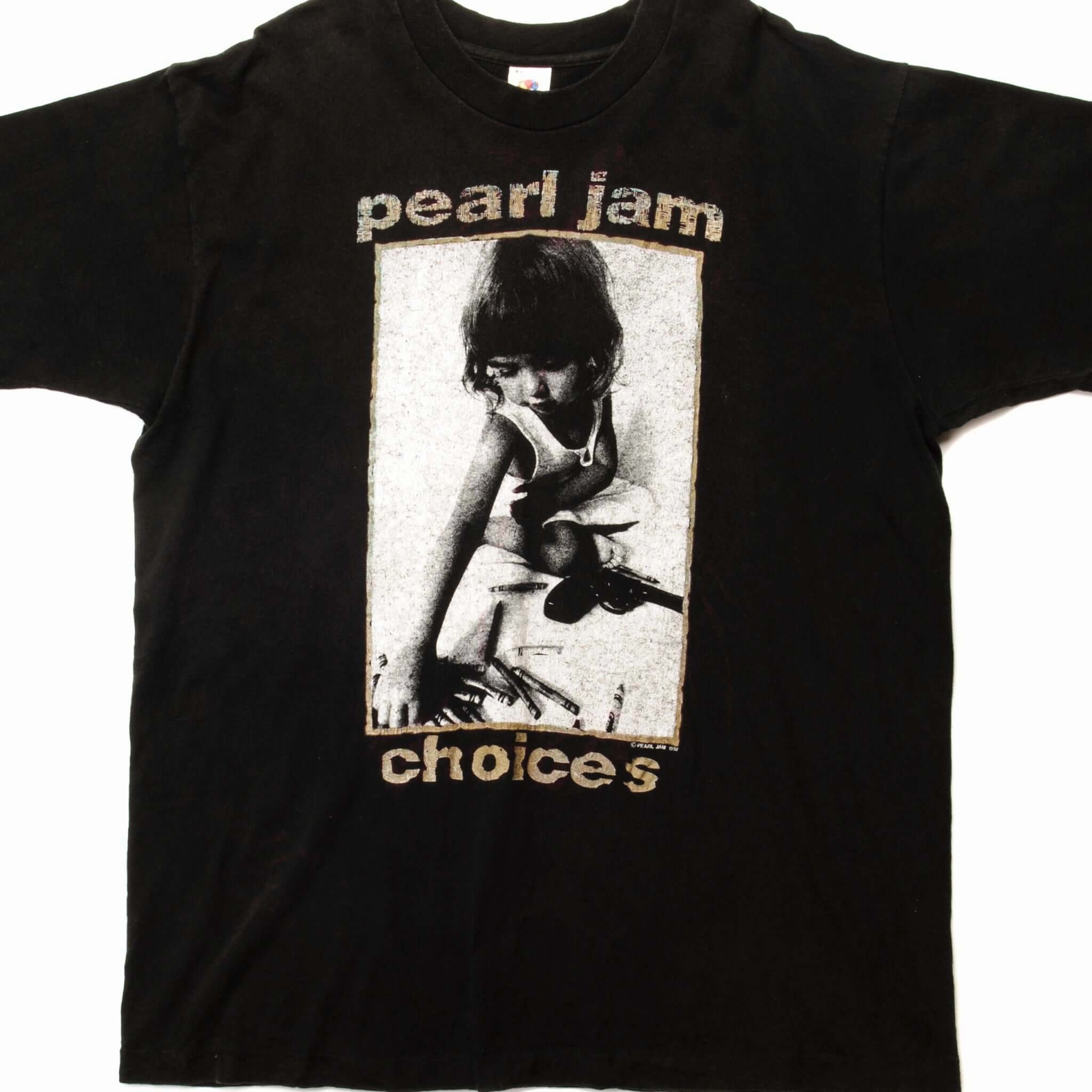 VINTAGE PEARL JAM CHOICES TEE SHIRT 1992 SIZE XL MADE IN USA Oeko Tex Certified School Uniform