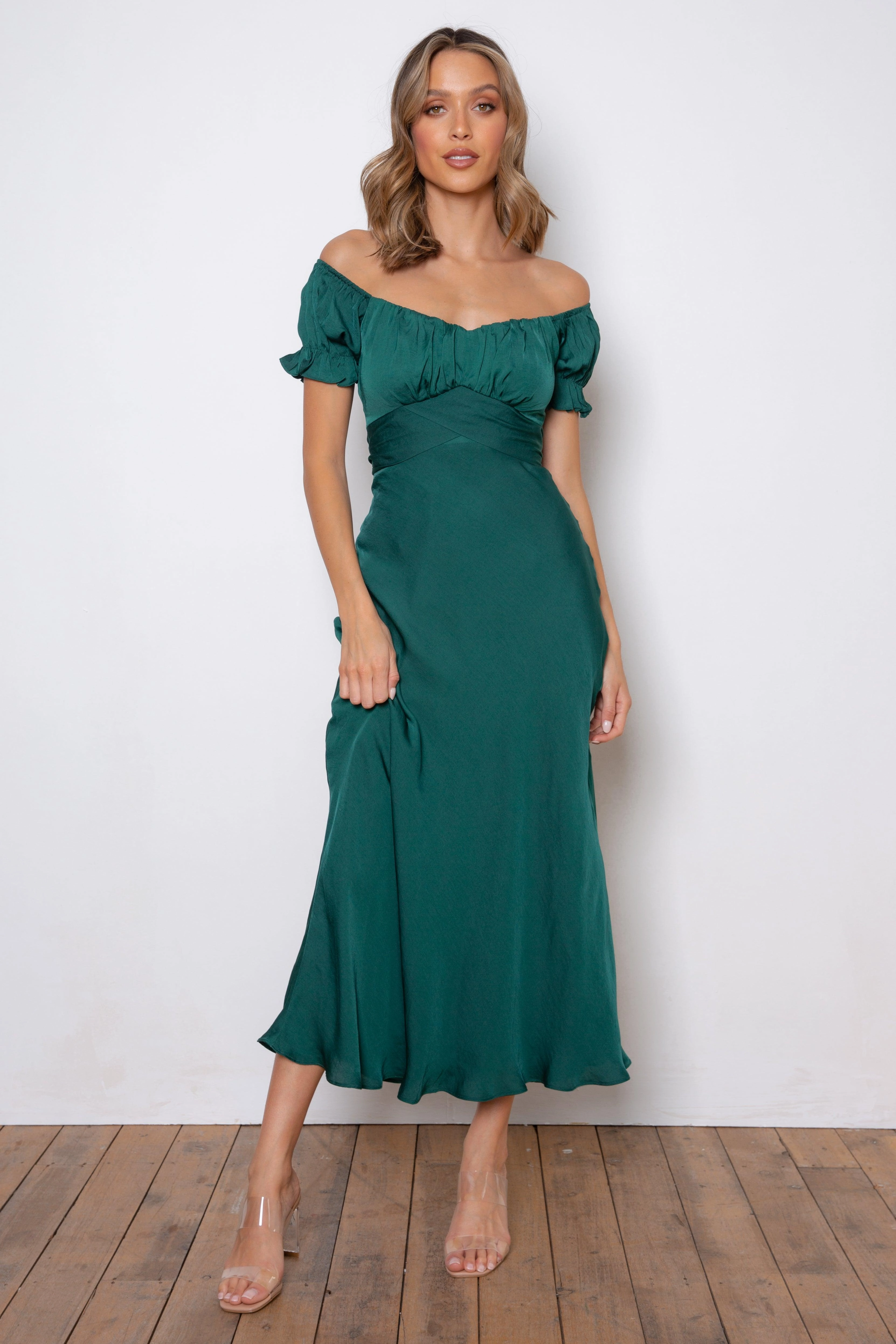 V Neckline Samantha Dress - Forest Green