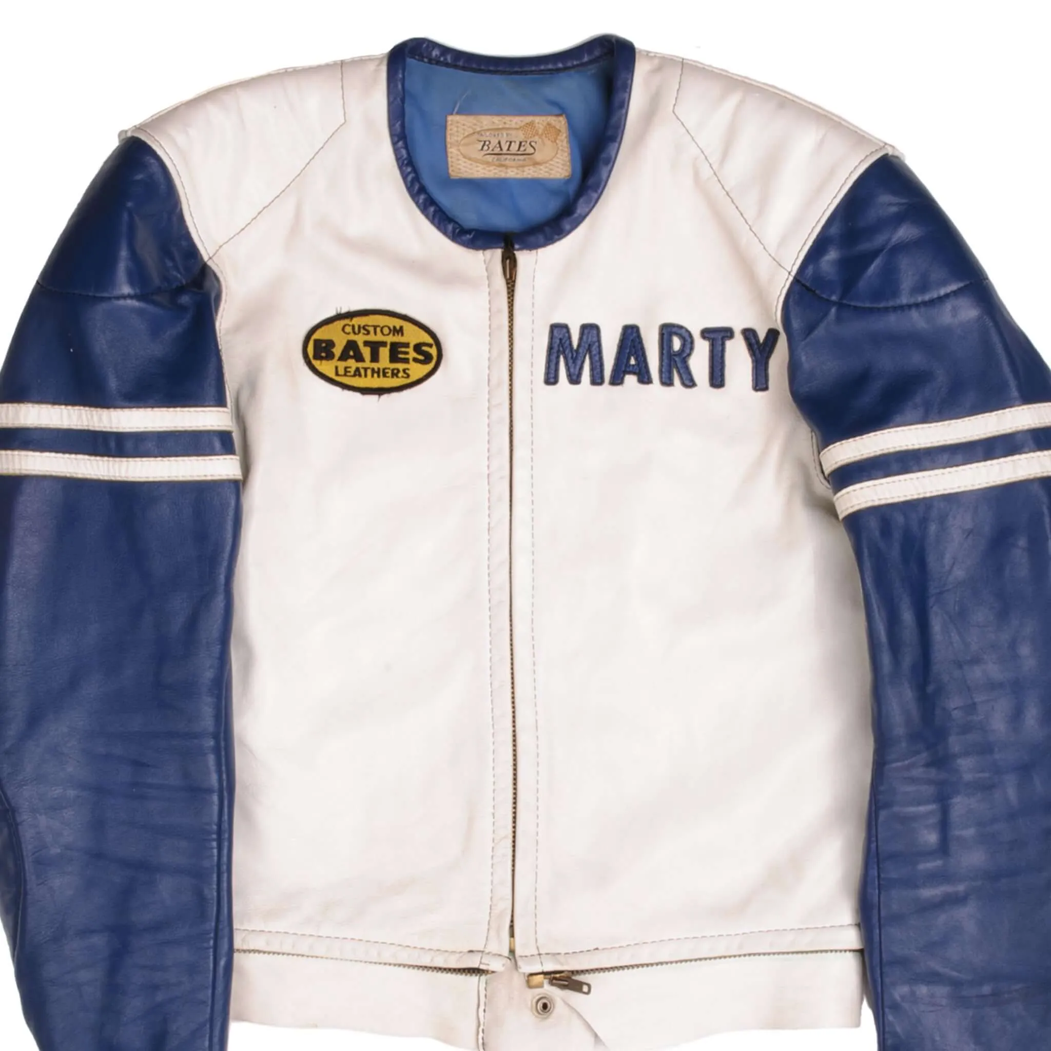VINTAGE BATES MARTY CALABRA 39 RACING LEATHER JACKET 1970S SIZE MEDIUM Water Repellent Finish