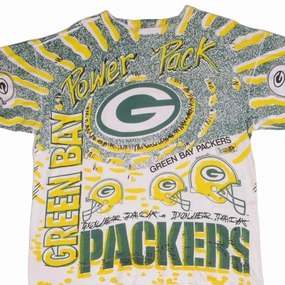 Sustainable Fibers Fresh Vibes VINTAGE NFL ALL OVER PRINT GREEN BAY PACKERS TEE SHIRT 1990S SIZE LARGE