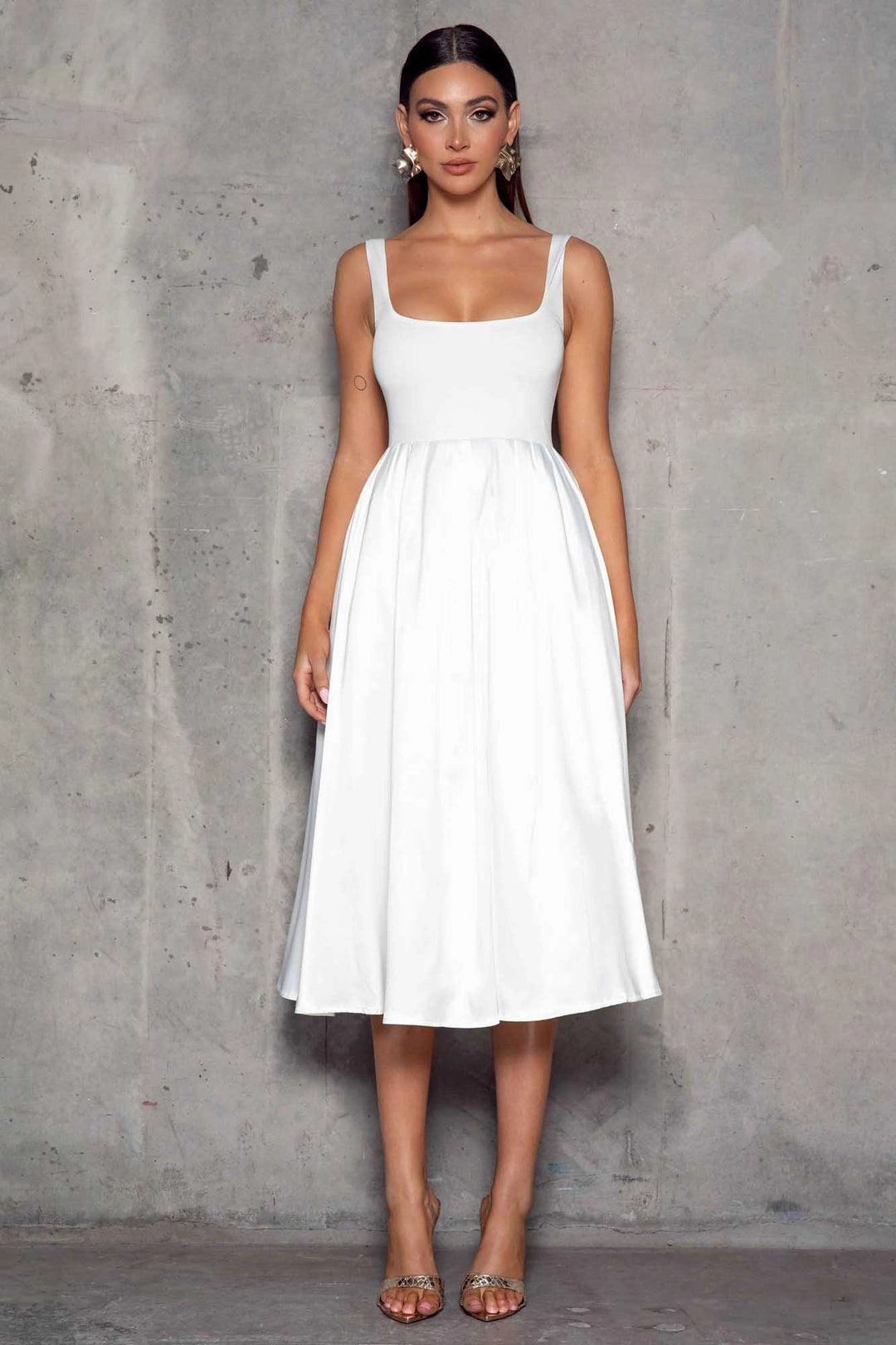 Cora Dress - White Evening Motion Clean Fit