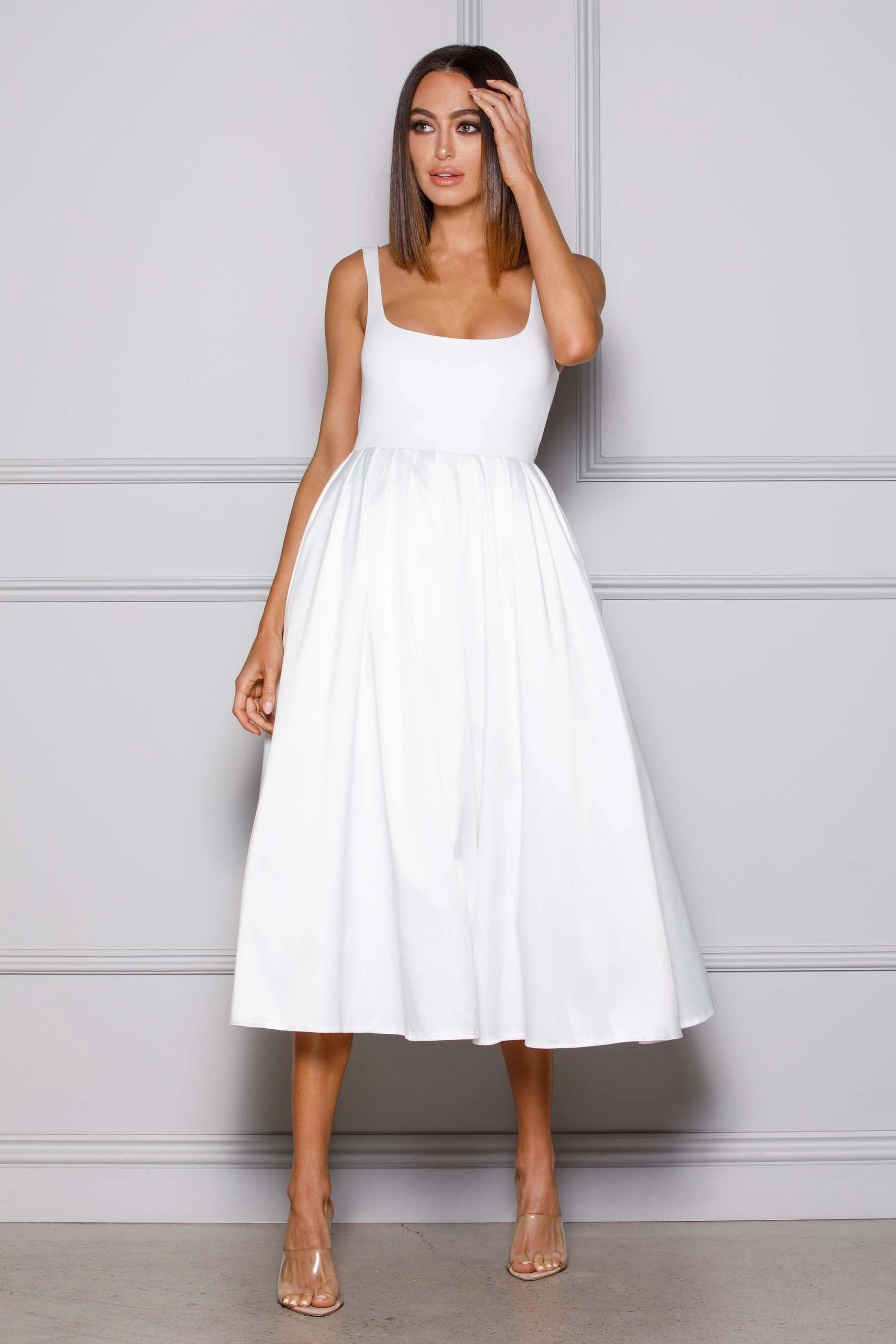Cora Dress - White Flattering Cut Wear