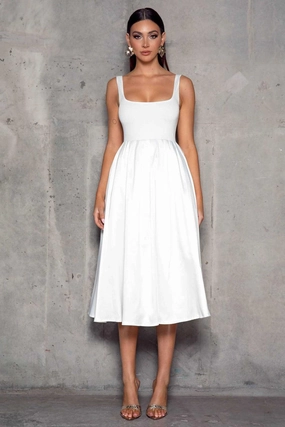 Cora Dress - White Evening Motion Clean Fit