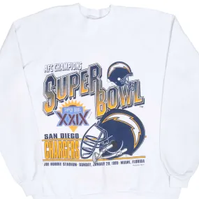 Comfy Streetwear Bold Print VINTAGE NFL SAN DIEGO CHARGERS SUPER BOWL XXIX 1995 SWEATSHIRT LARGE MADE IN USA