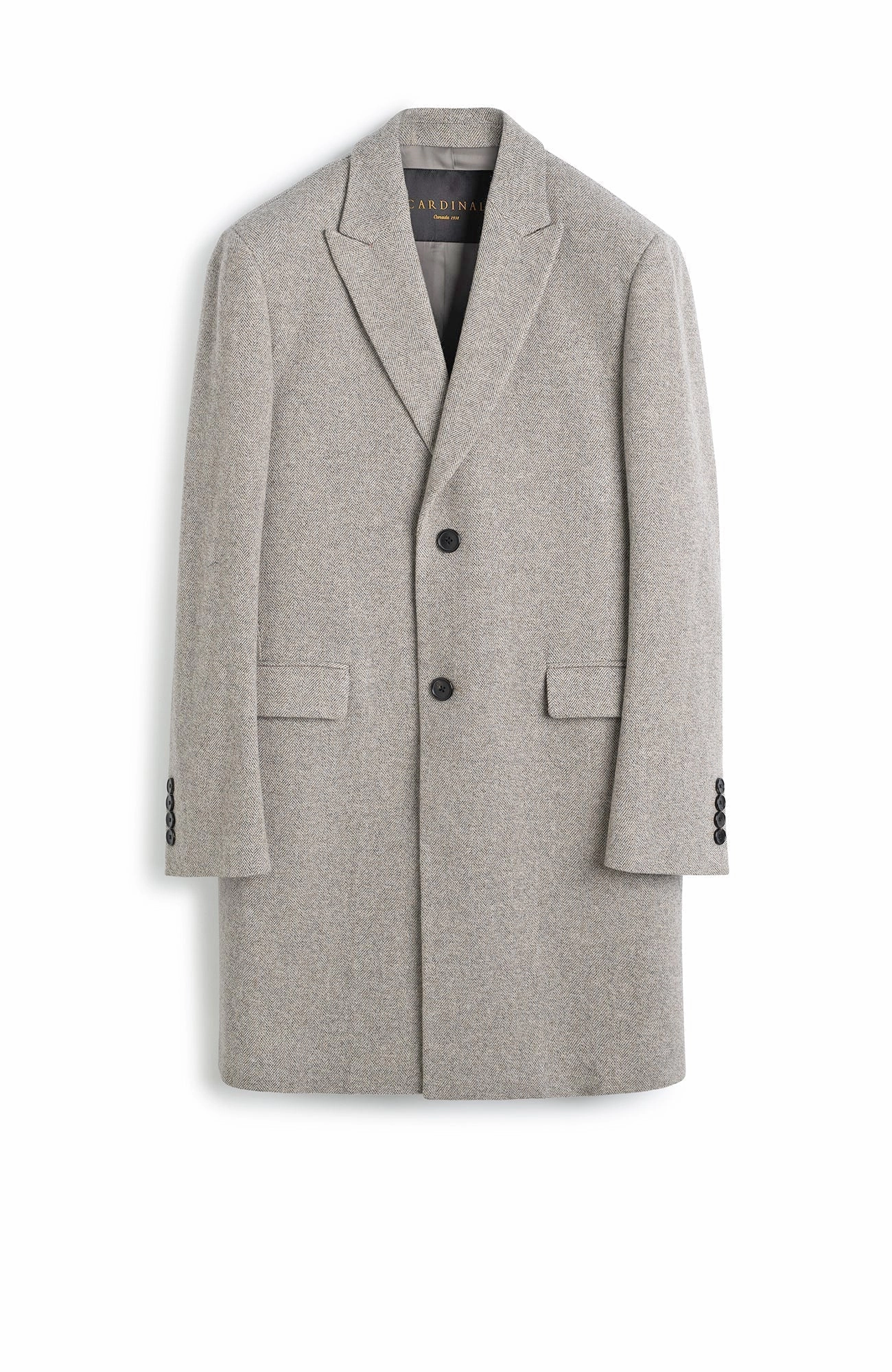 SUTTON STONE HERRINGBONE WOOL & CASHMERE TOPCOAT Stretch Comfort Fit Hooded styles