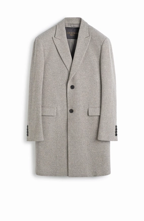 SUTTON STONE HERRINGBONE WOOL & CASHMERE TOPCOAT Effortless Look Reinforced Shoulder Protection