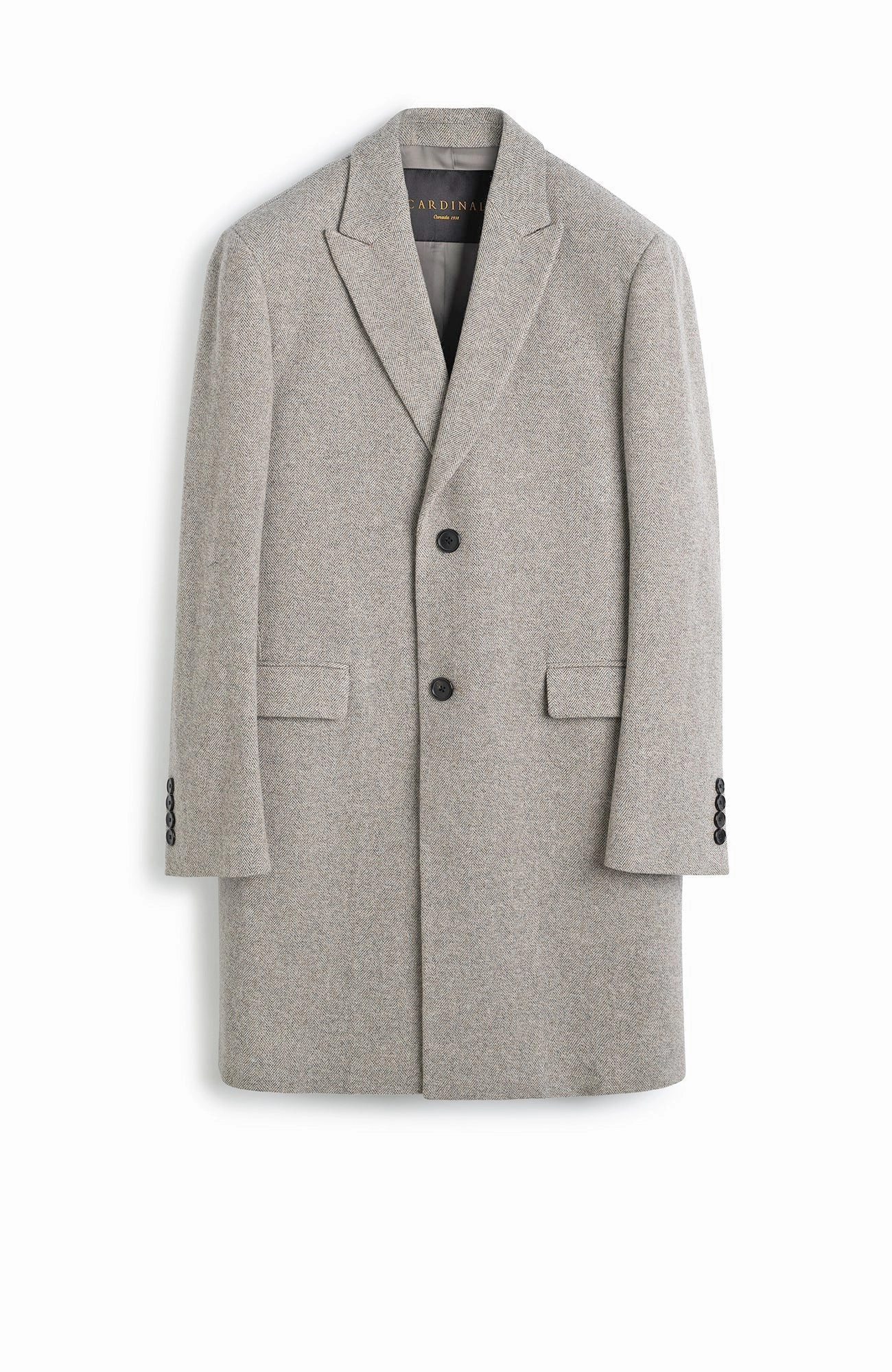 ShrinkResistantFabric SUTTON STONE HERRINGBONE WOOL & CASHMERE TOPCOAT