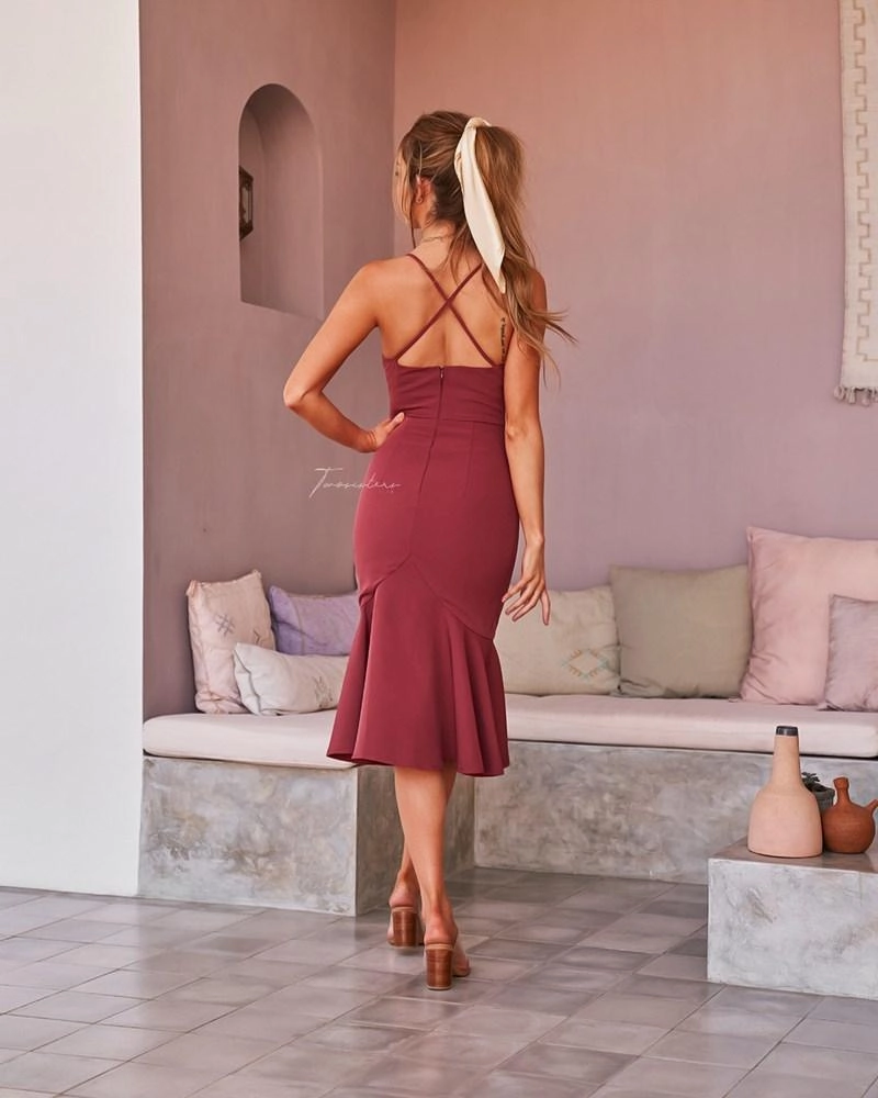 Bridal-Shower monochrome Eveleen Dress - Watermelon