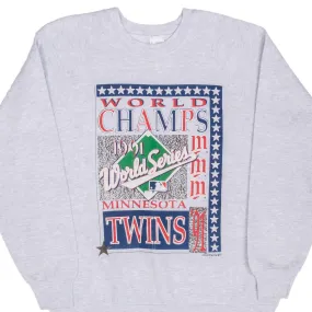 VINTAGE MLB MINNESOTA TWINS 1991 CHAMPIONS SWEATSHIRT LARGE MADE IN USA product floral delicacy