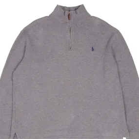 VINTAGE POLO RALPH LAUREN GRAY QUARTER 1/4 ZIP SWEATER 1990S SIZE LARGE Semi Formal