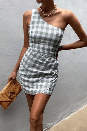 Tegan Mini Dress - Sage Check Trendy summer outfit Sleek Comfort