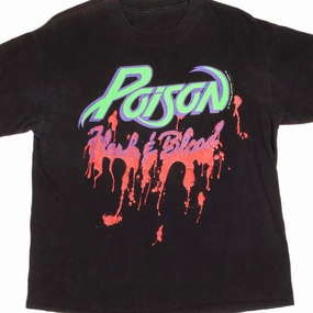 Ultimate Wear Flexible Collar VINTAGE POISON FLESH AND BLOOD ALBUM TEE SHIRT 1990 SIZE LARGE