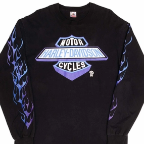 Stretch Comfort Layer-Friendly VINTAGE HARLEY DAVIDSON FLAMES LONG SLEEVES TEE SHIRT XL MADE IN USA 1990s