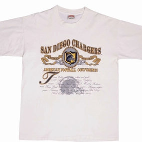 VINTAGE NFL SAN DIEGO CHARGERS  EMBROIDERED TEE SHIRT 1990S SIZE XL MADE IN USA Eco Certified Fiber