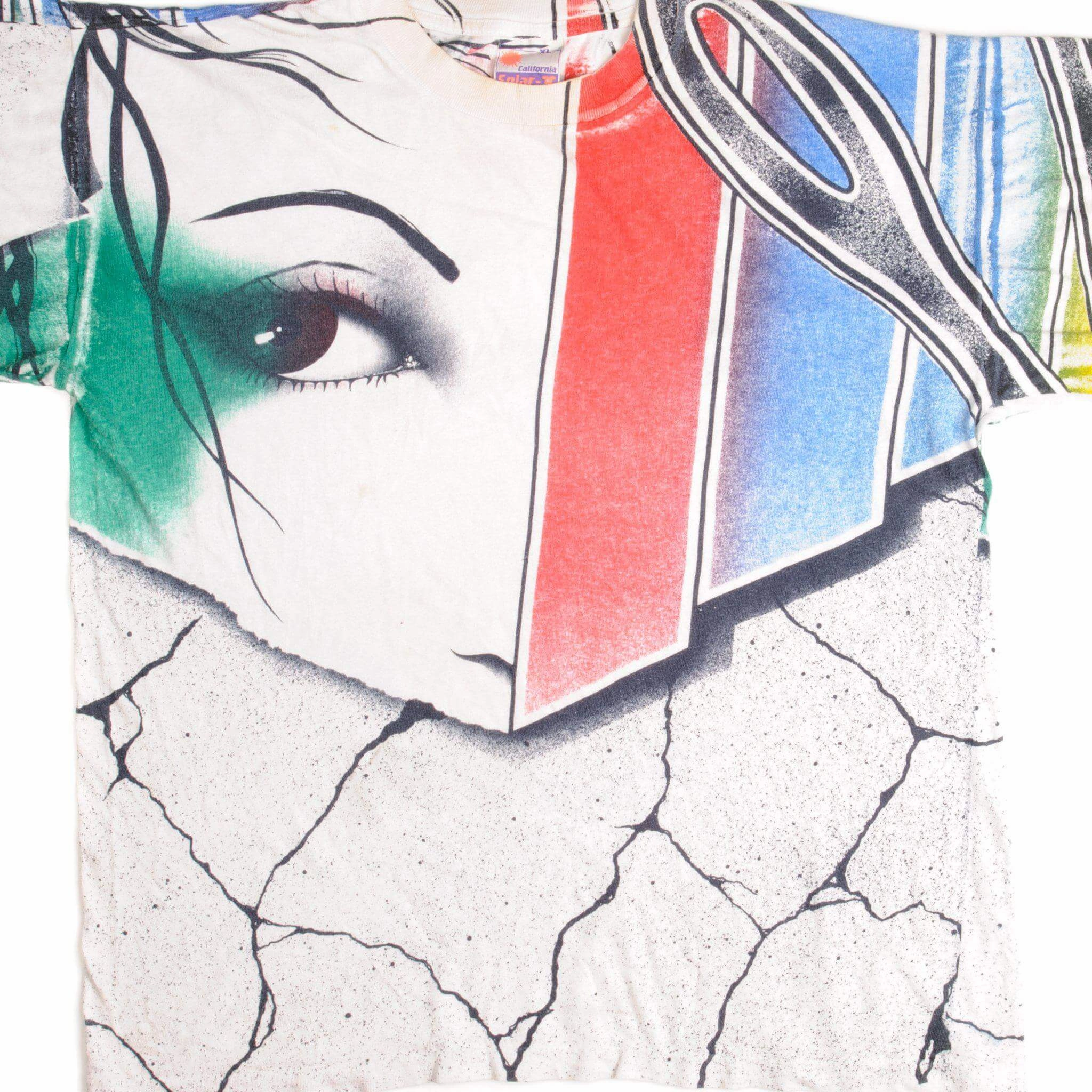 VINTAGE ALL OVER PRINT GRAPHIC TEE SHIRT ARTIST 1990s SIZE XL Modern Trend Look