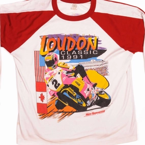 VINTAGE MOTO GP LOUDON CLASSIC LONG SLEEVES TEE SHIRT 1991 SIZE L/XL MADE IN USA Indoor Comfort Seasonal Smart