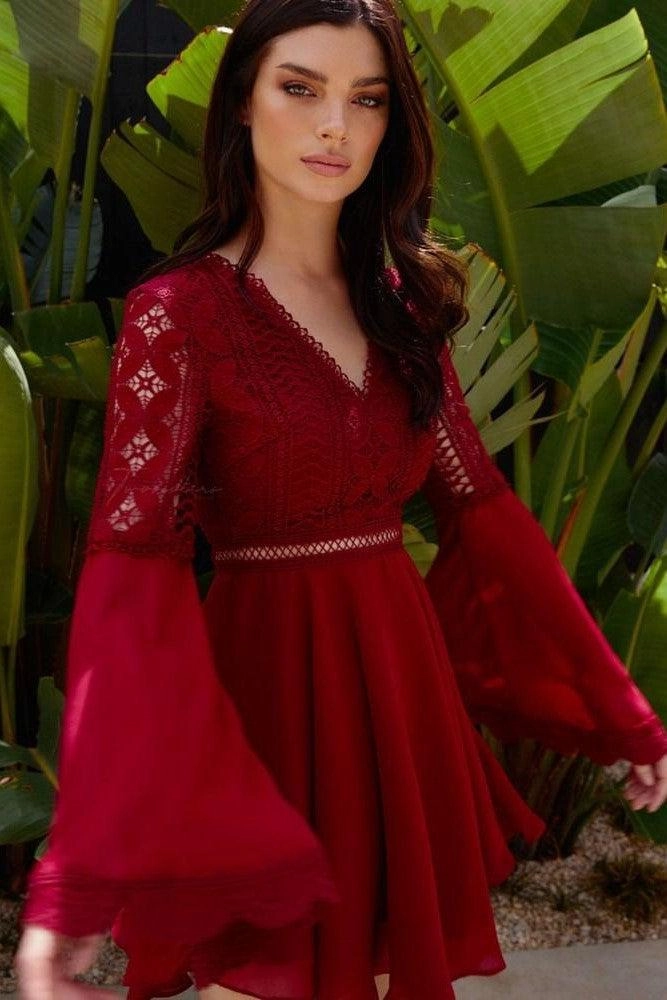 Darcy Dress - Red Understated Glam Fashionable Style
