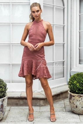 Violet Dress - Mauve Statement-Buttons Confident Touch