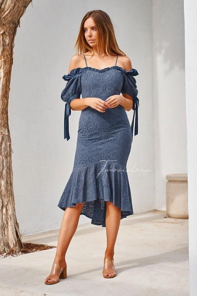 Parker Dress - Steel Blue Clean Cut Smooth Surface