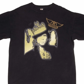 VINTAGE AEROSMITH NINE LIVES TEE SHIRT 1997 1998 SIZE XL sequined details Floral Pattern