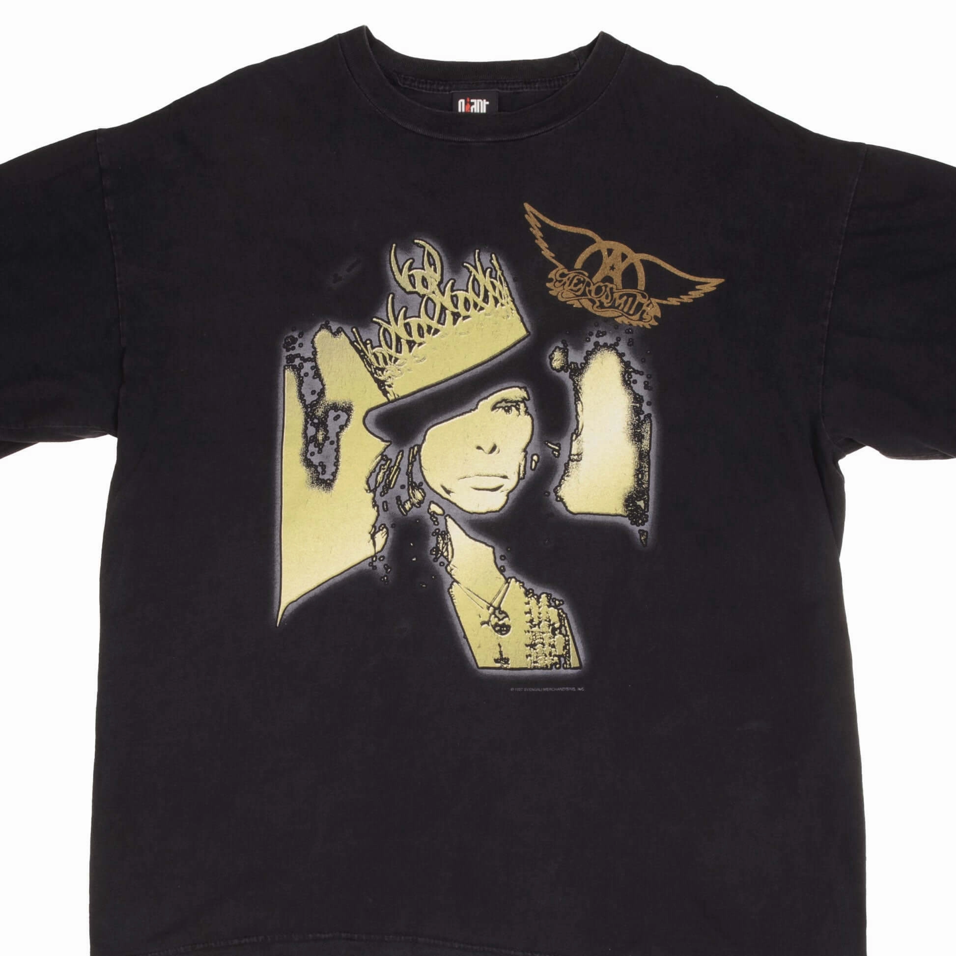 VINTAGE AEROSMITH NINE LIVES TEE SHIRT 1997 1998 SIZE XL sequined details Floral Pattern