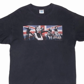 VINTAGE DEF LEPPARD UNION JACK 2002 BLACK TEE SHIRT XL Vintage authenticity Performance Fit