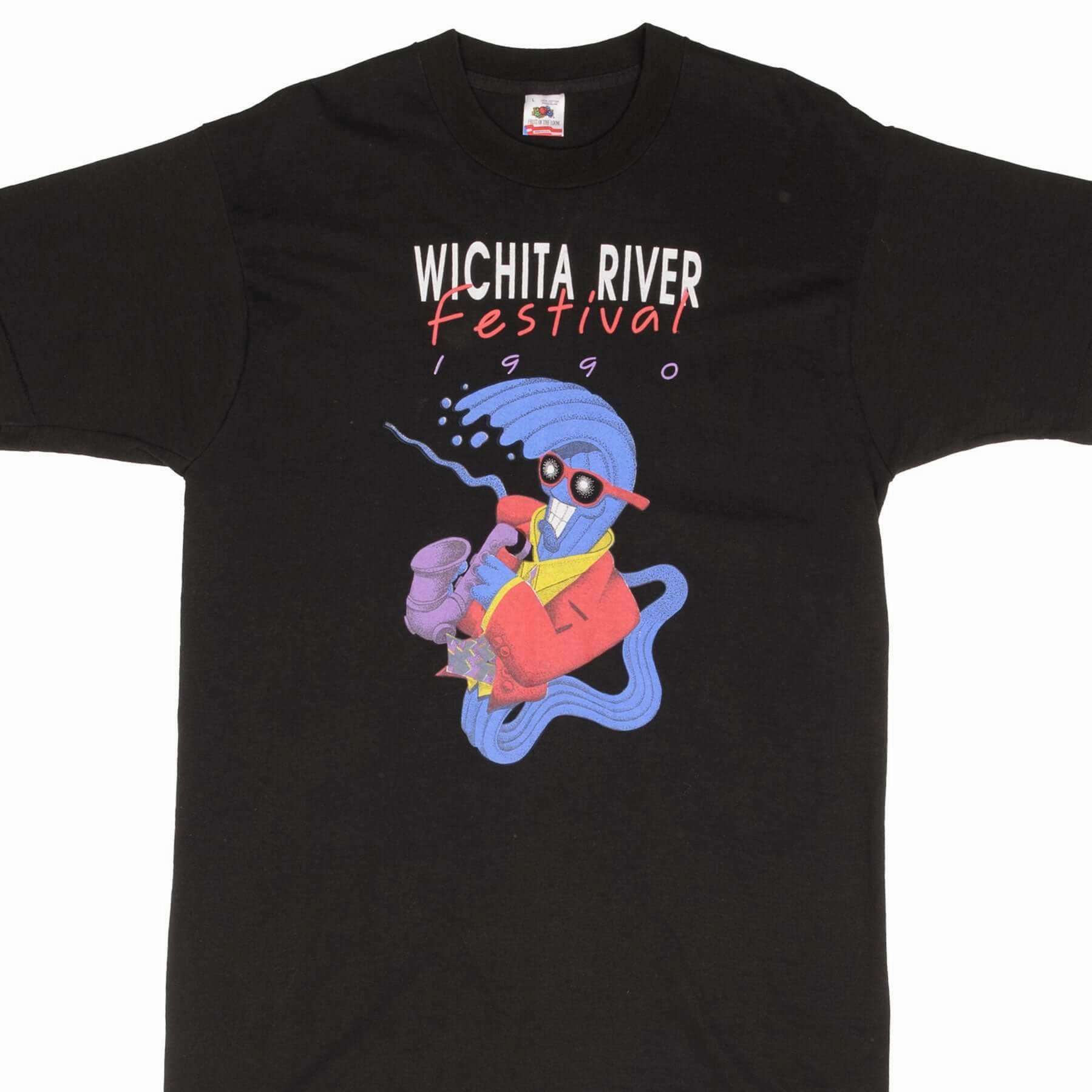 Sleep Durable Stitching VINTAGE WICHITA RIVER FESTIVAL 1990 TEE SHIRT SIZE LARGE MADE IN USA